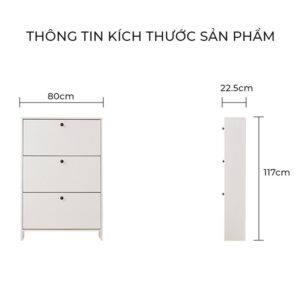 Tủ Giày 3 Cánh Trắng - TG01 3 Tu giay 3 canh lat trang 2