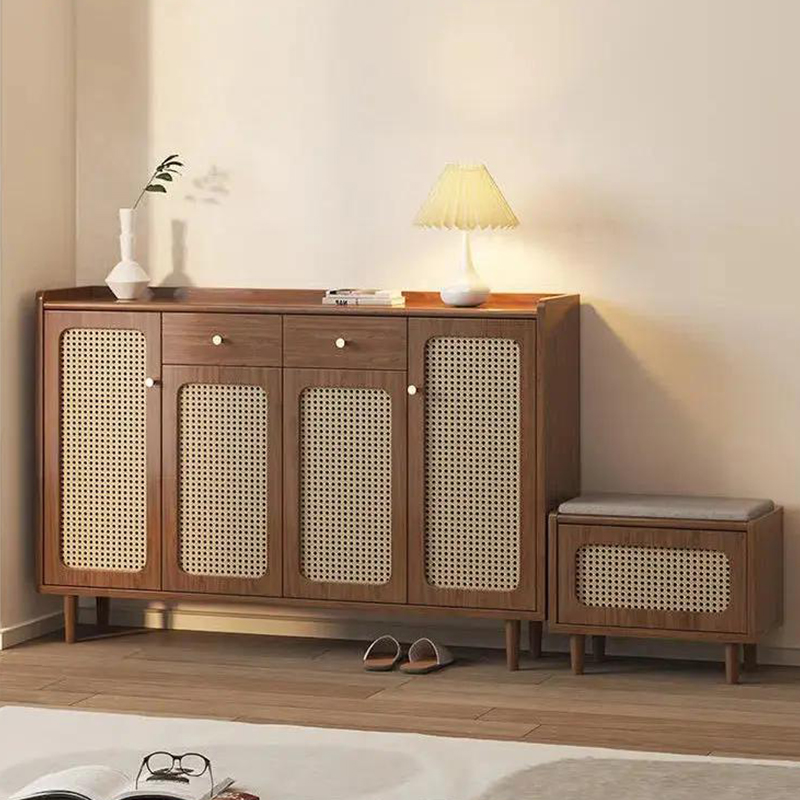 Tủ giày kết hợp kệ để đồ cửa lưới mây - TG21 4 Tủ giày kết hợp kệ để đồ cửa lưới mây - TG21 - Ảnh 4