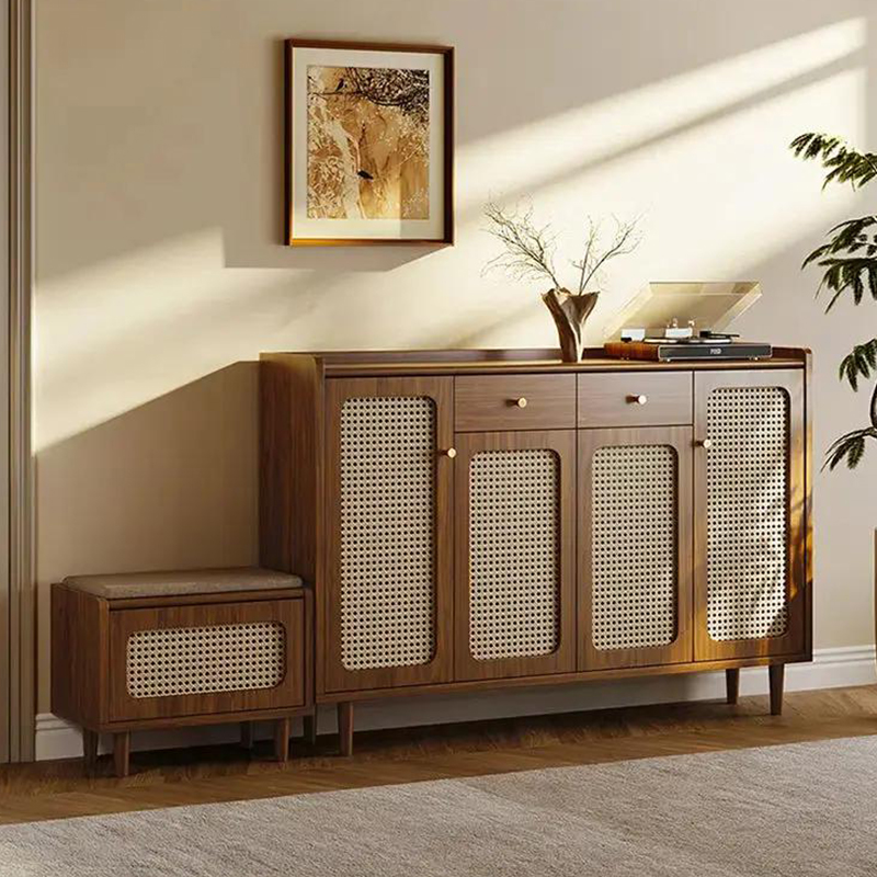 Tủ giày kết hợp kệ để đồ cửa lưới mây - TG21 6 Tủ giày kết hợp kệ để đồ cửa lưới mây - TG21 - Ảnh 6